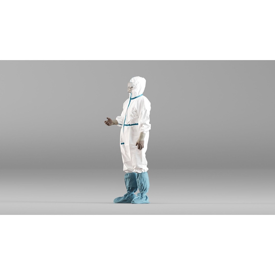 Medical Worker 3D Model – Realistic Hazmat Suit Character, FBX
