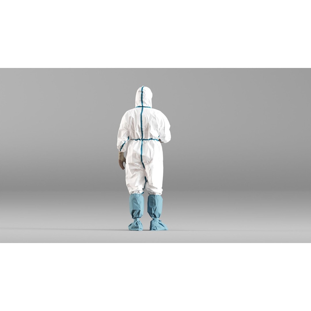 Medical Worker 3D Model – Realistic Hazmat Suit Character, FBX - View 10
