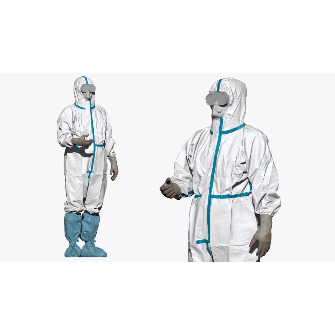 Medical Worker 3D Model – Realistic Hazmat Suit Character, FBX - View 2