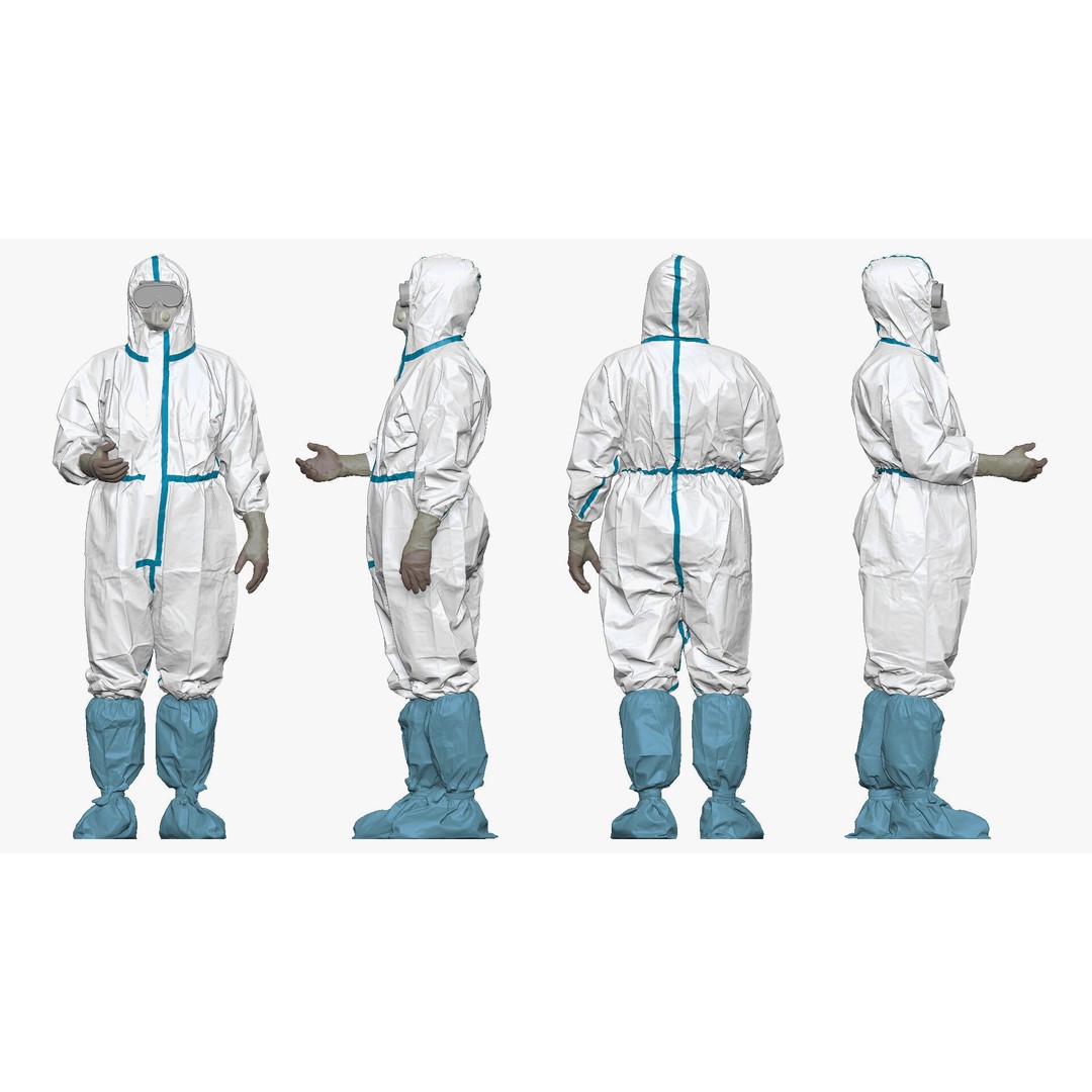 Medical Worker 3D Model – Realistic Hazmat Suit Character, FBX - View 3