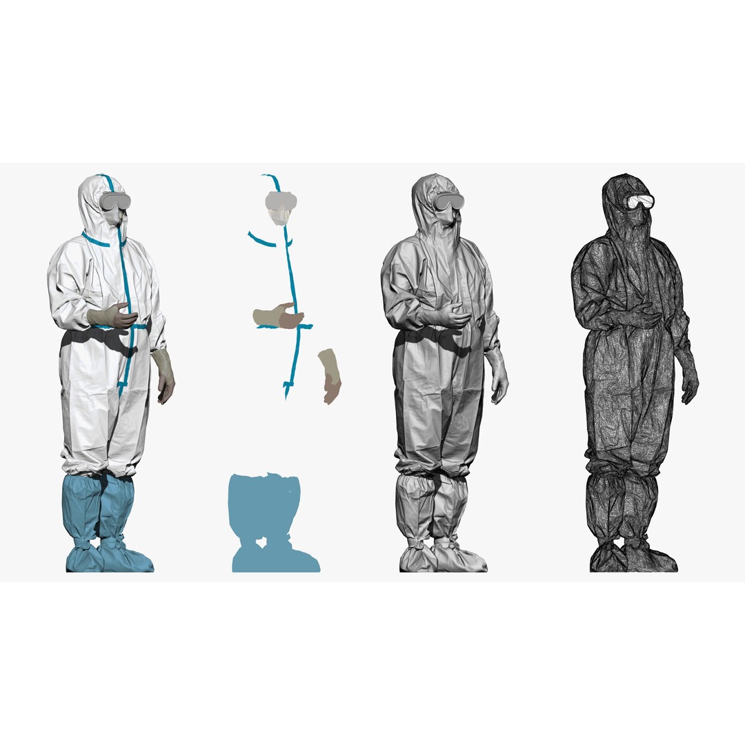 Medical Worker 3D Model – Realistic Hazmat Suit Character, FBX - View 4