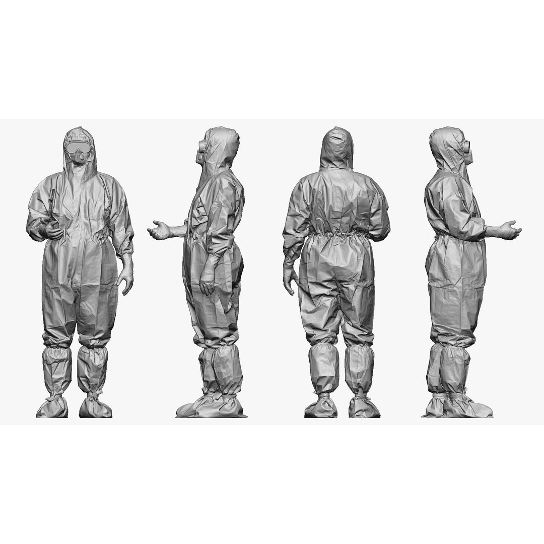 Medical Worker 3D Model – Realistic Hazmat Suit Character, FBX - View 6
