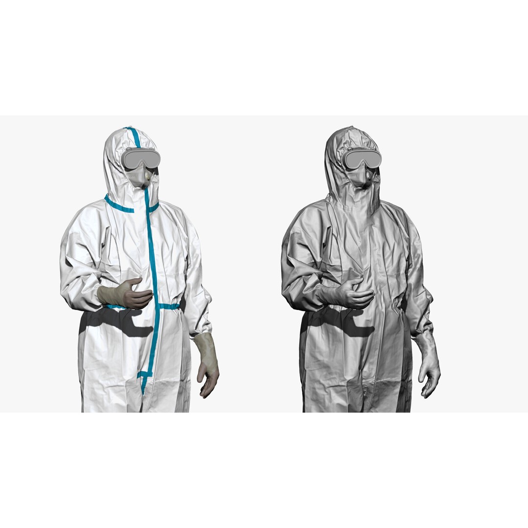 Medical Worker 3D Model – Realistic Hazmat Suit Character, FBX - View 7