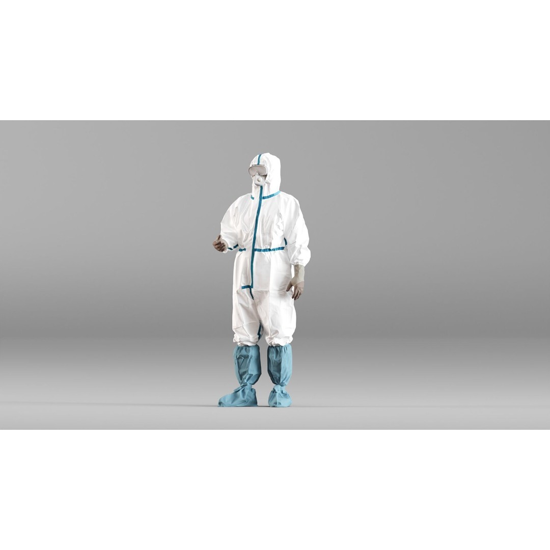 Medical Worker 3D Model – Realistic Hazmat Suit Character, FBX - View 8