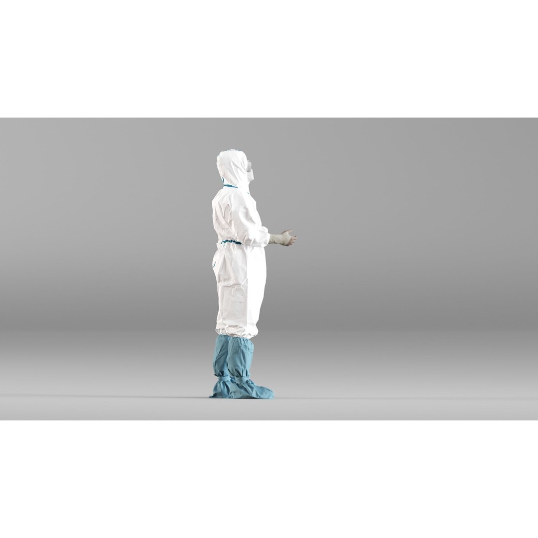 Medical Worker 3D Model – Realistic Hazmat Suit Character, FBX - View 9
