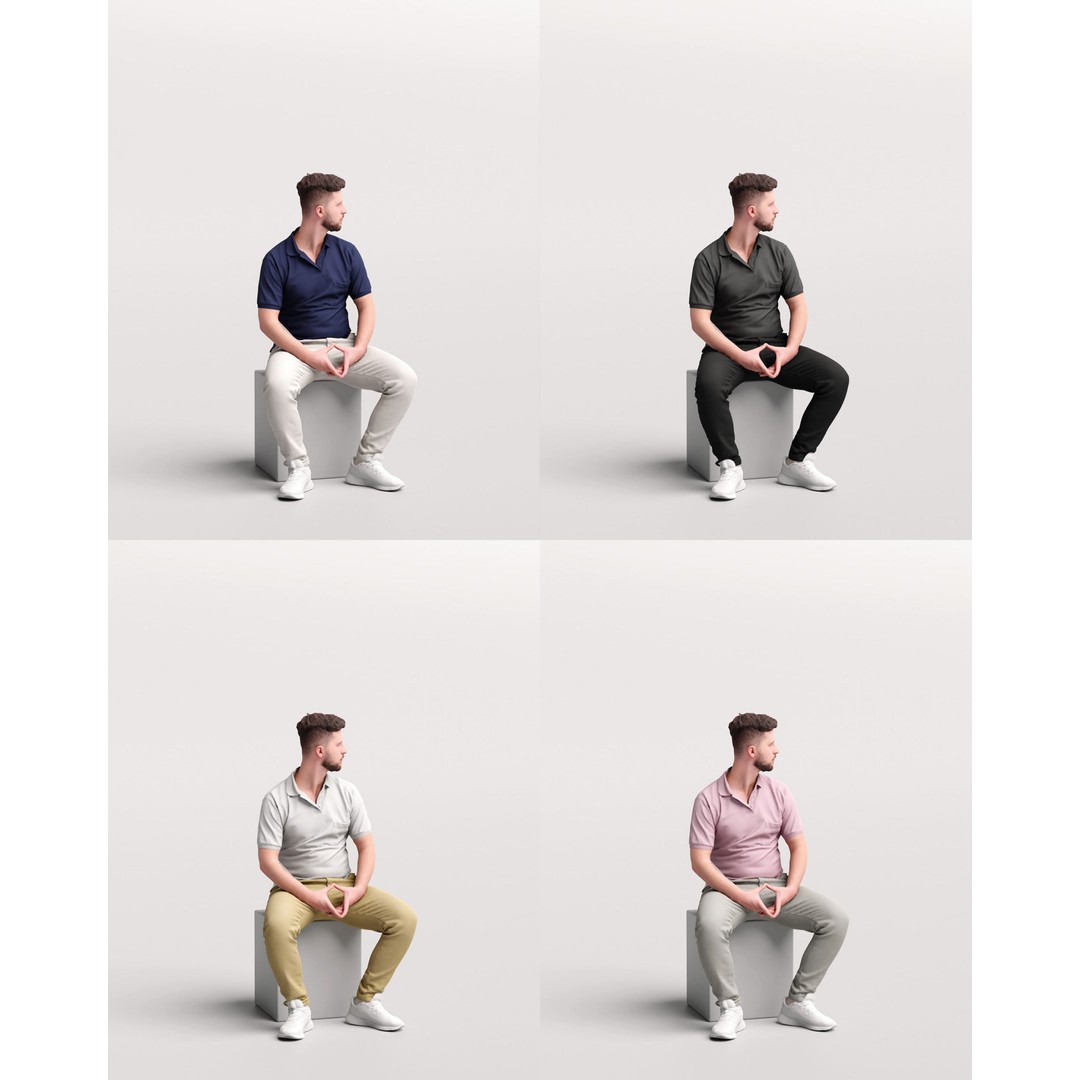 Humano Sitting Young Man 3D Model – Realistic PBR Character, FBX