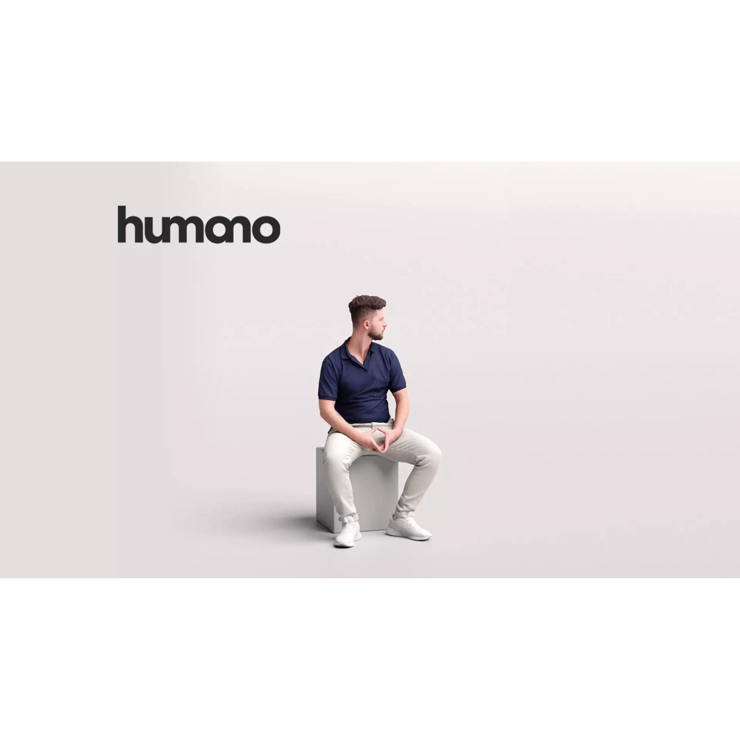 Humano Sitting Young Man 3D Model – Realistic PBR Character, FBX - View 2