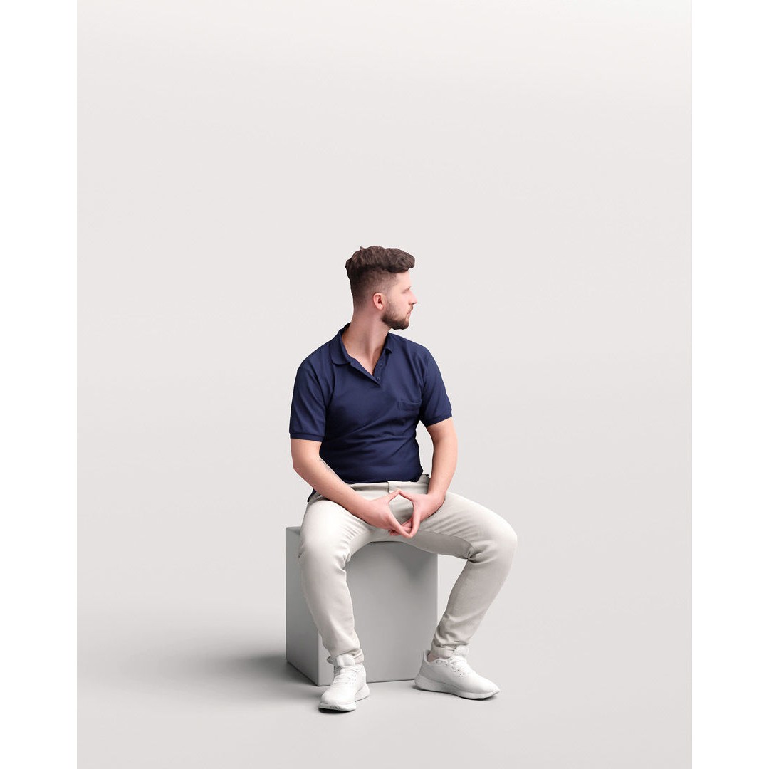 Humano Sitting Young Man 3D Model – Realistic PBR Character, FBX - View 3