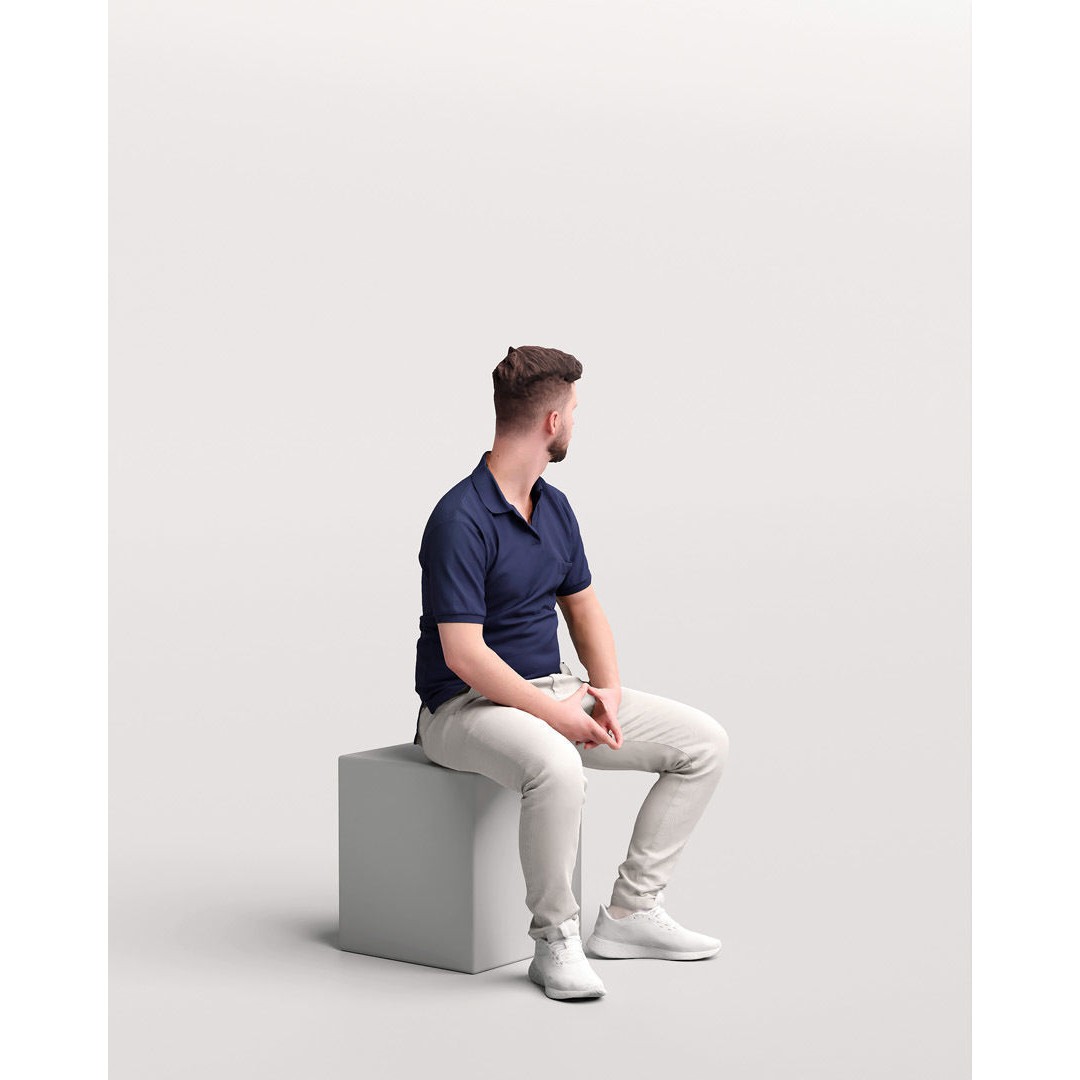 Humano Sitting Young Man 3D Model – Realistic PBR Character, FBX - View 4