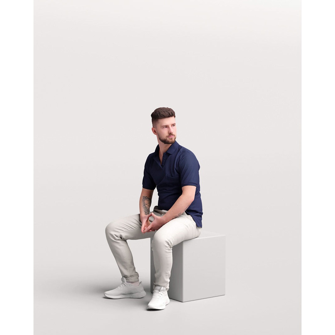 Humano Sitting Young Man 3D Model – Realistic PBR Character, FBX - View 7