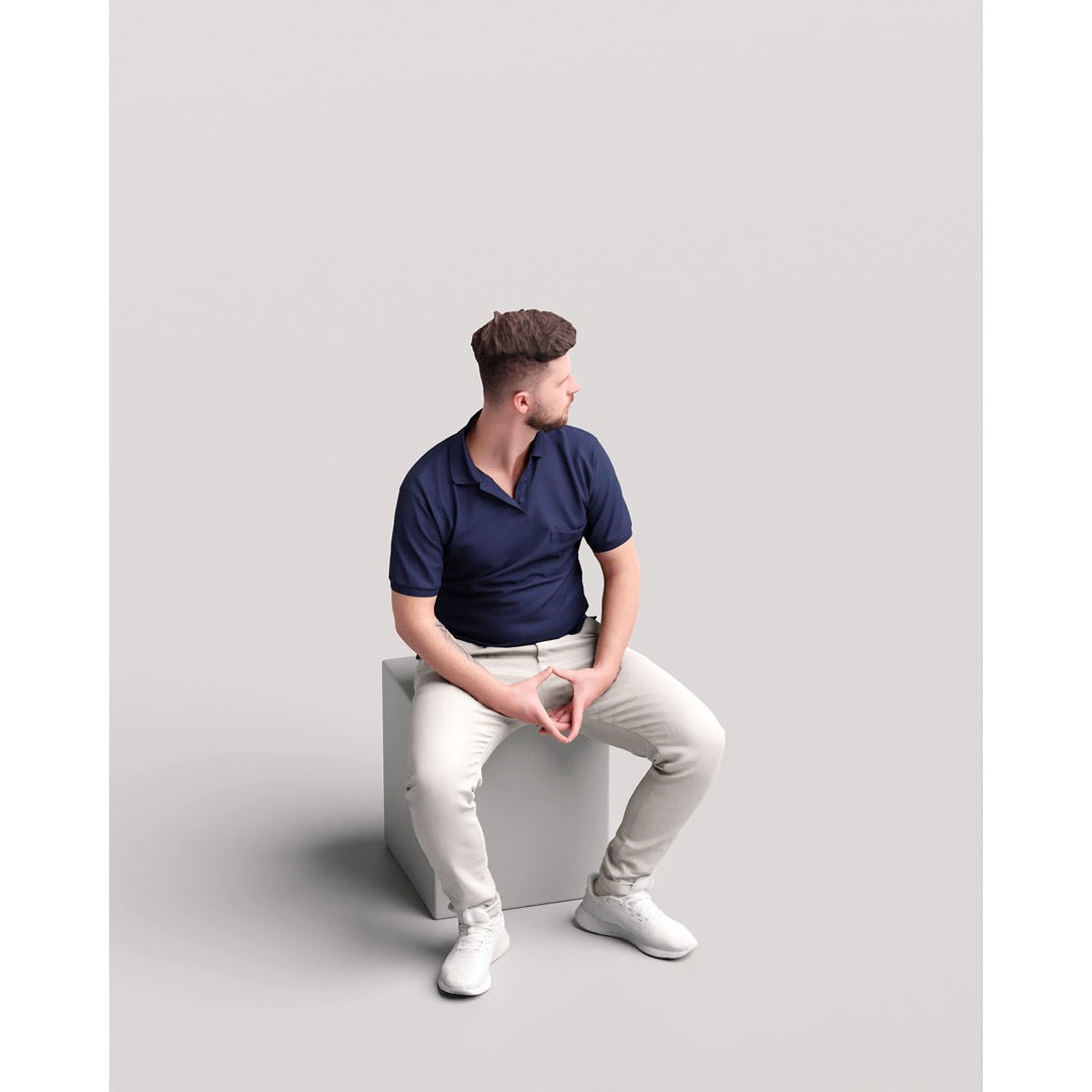 Humano Sitting Young Man 3D Model – Realistic PBR Character, FBX - View 9