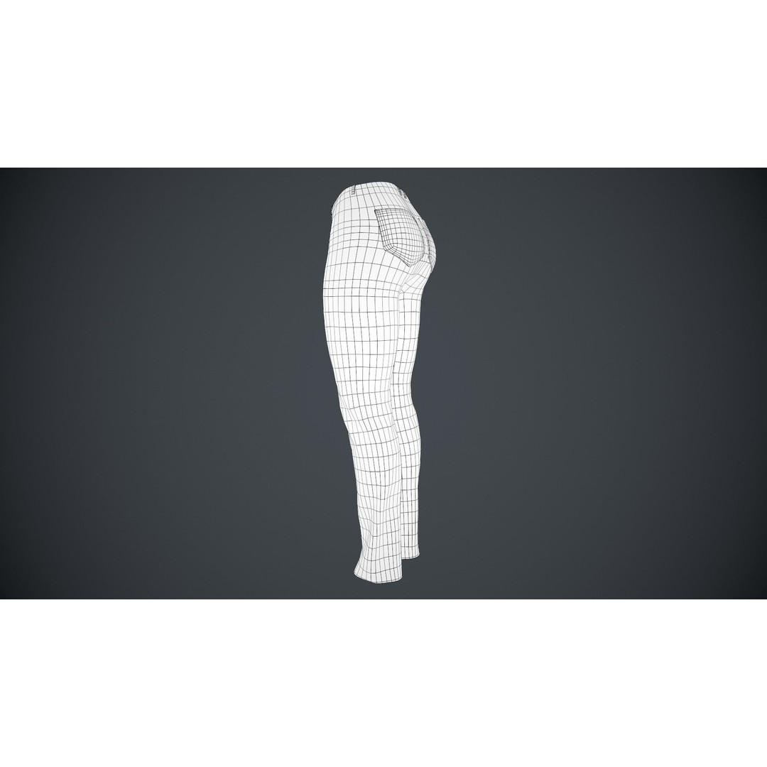 Female Light Blue Ripped Jeans 3D Model – Low Poly PBR Game Asset, FBX