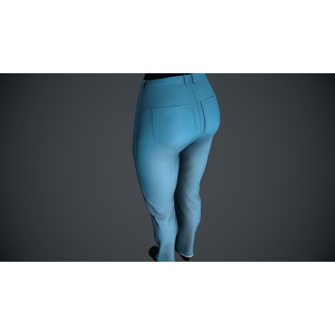 Female Light Blue Ripped Jeans 3D Model – Low Poly PBR Game Asset, FBX - View 12