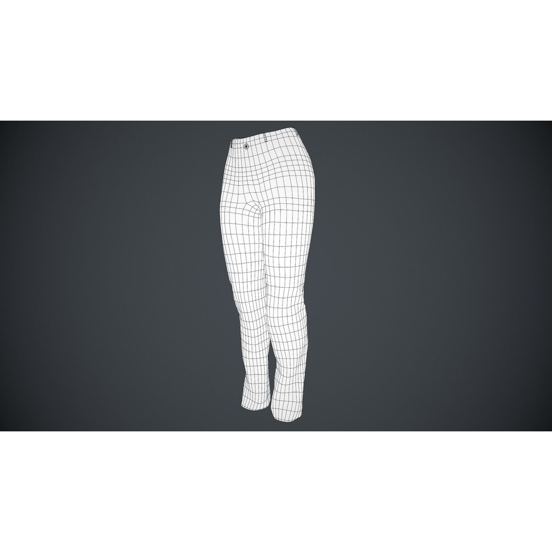 Female Light Blue Ripped Jeans 3D Model – Low Poly PBR Game Asset, FBX - View 17
