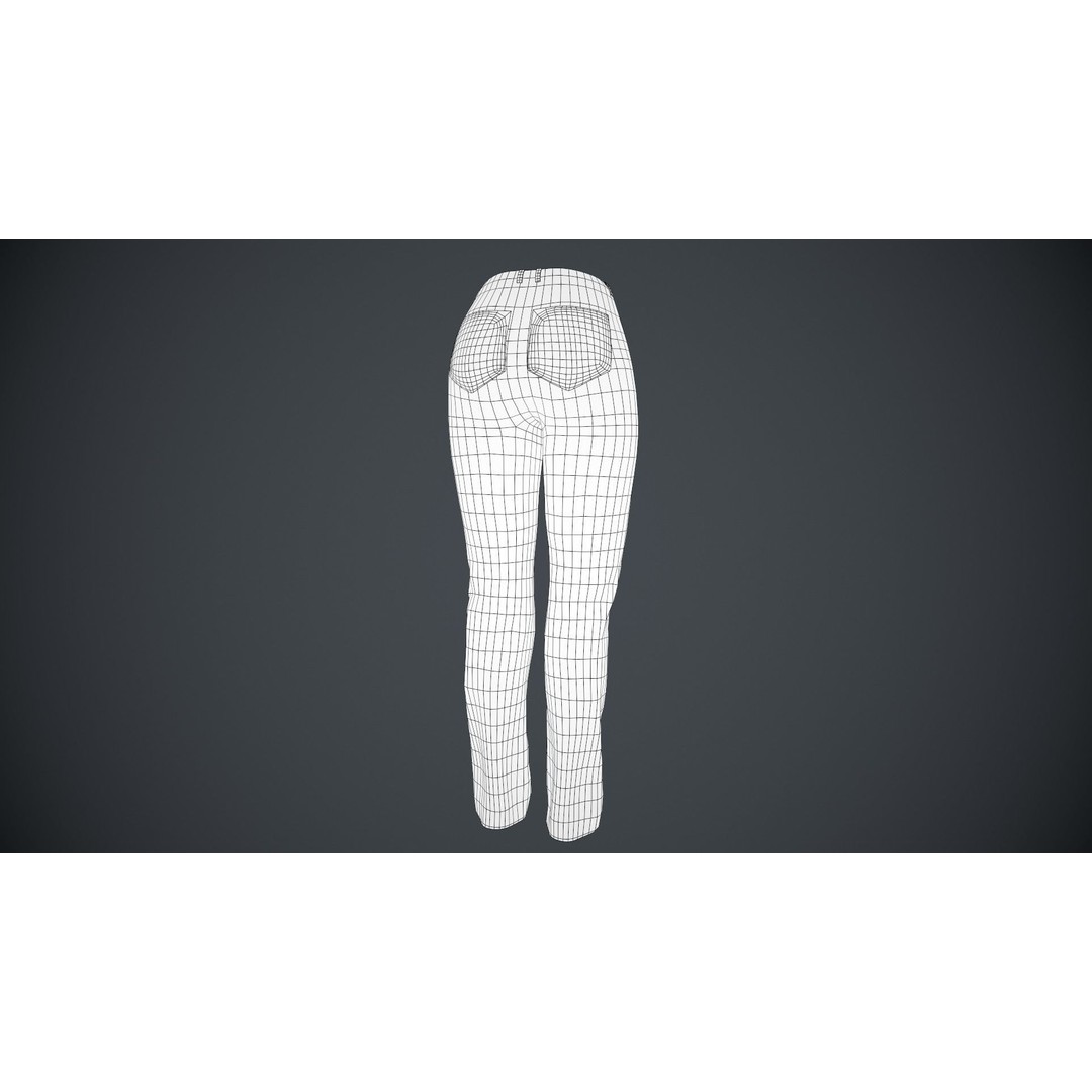 Female Light Blue Ripped Jeans 3D Model – Low Poly PBR Game Asset, FBX - View 20