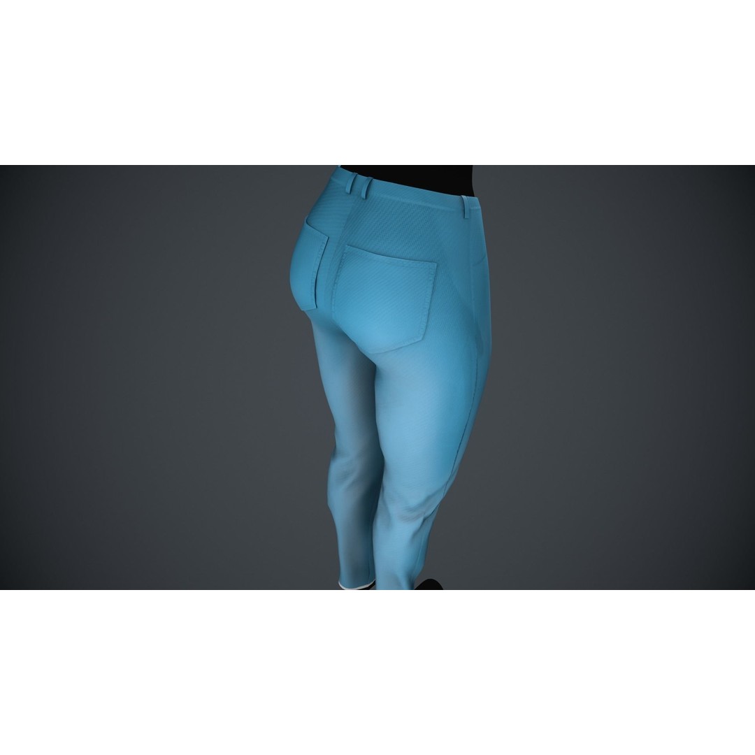 Female Light Blue Ripped Jeans 3D Model – Low Poly PBR Game Asset, FBX - View 3
