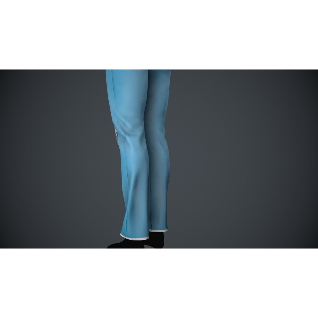 Female Light Blue Ripped Jeans 3D Model – Low Poly PBR Game Asset, FBX - View 8