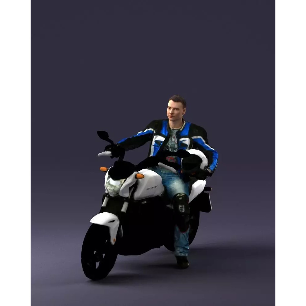 Biker 3D Model – Realistic Motorcyclist in Protective Gear, FBX, OBJ - View 2