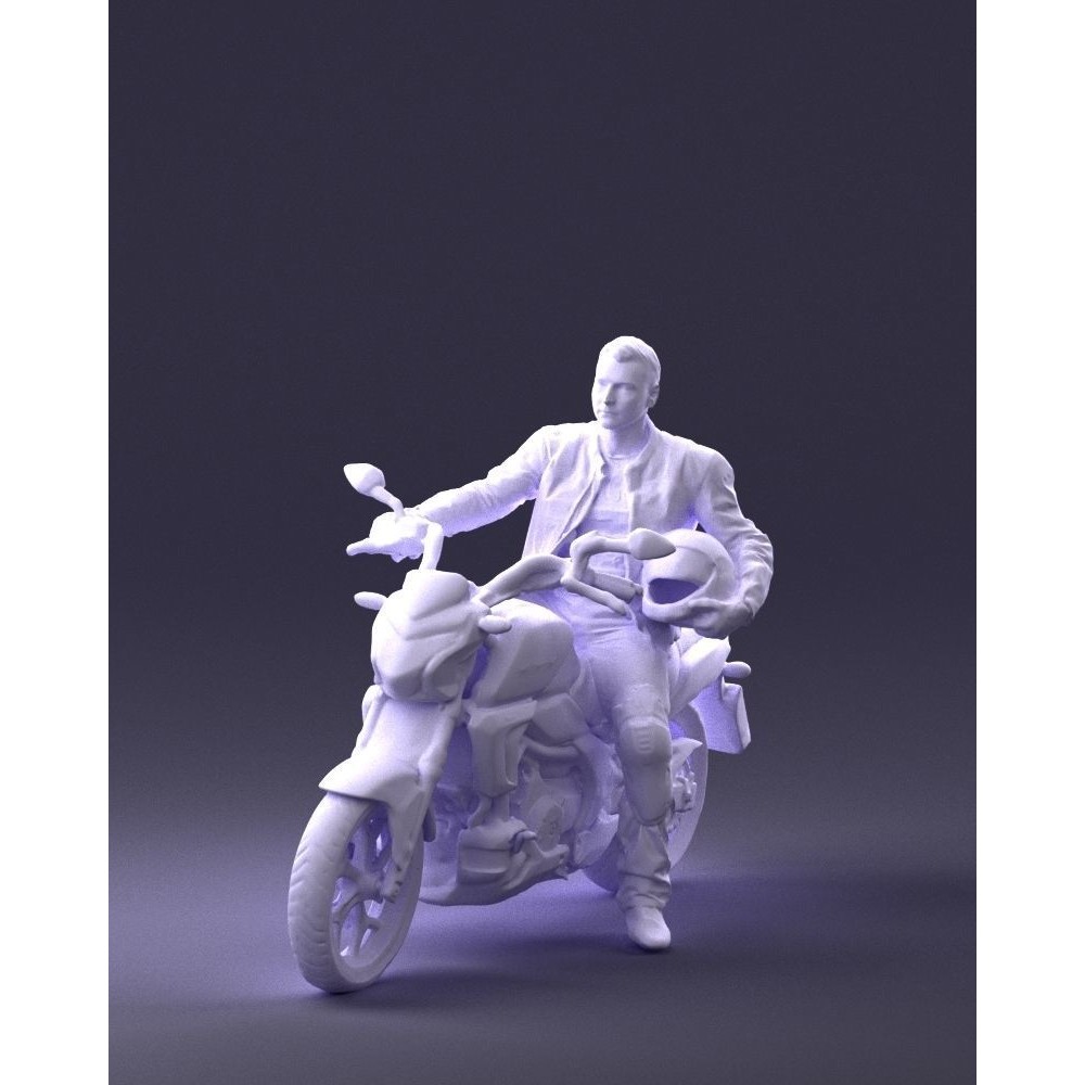 Biker 3D Model – Realistic Motorcyclist in Protective Gear, FBX, OBJ - View 3