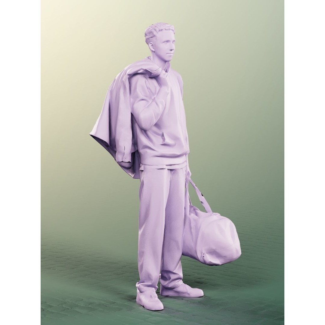 Standing Casual Young Man 3D Model – Low Poly Character, FBX, OBJ