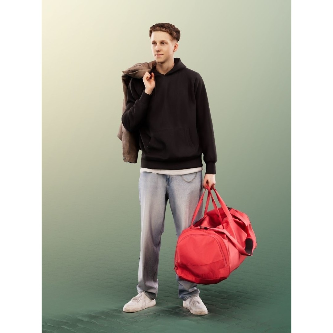 Standing Casual Young Man 3D Model – Low Poly Character, FBX, OBJ - View 3