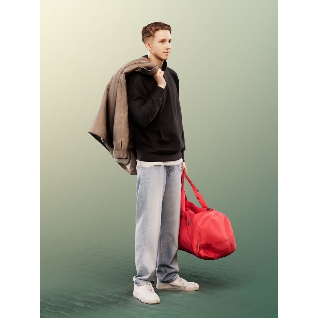 Standing Casual Young Man 3D Model – Low Poly Character, FBX, OBJ - View 4