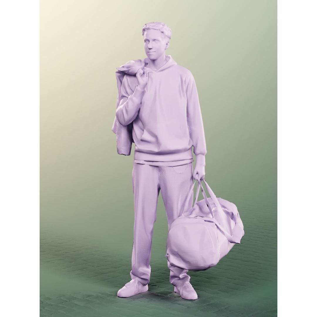 Standing Casual Young Man 3D Model – Low Poly Character, FBX, OBJ - View 5