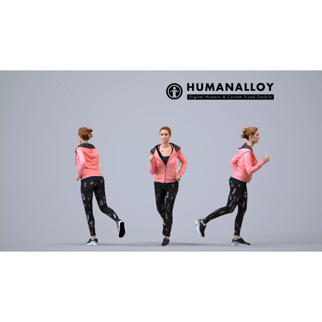 Caucasian Woman Running 3D Model – Game Ready Athletic Character, FBX - View 2
