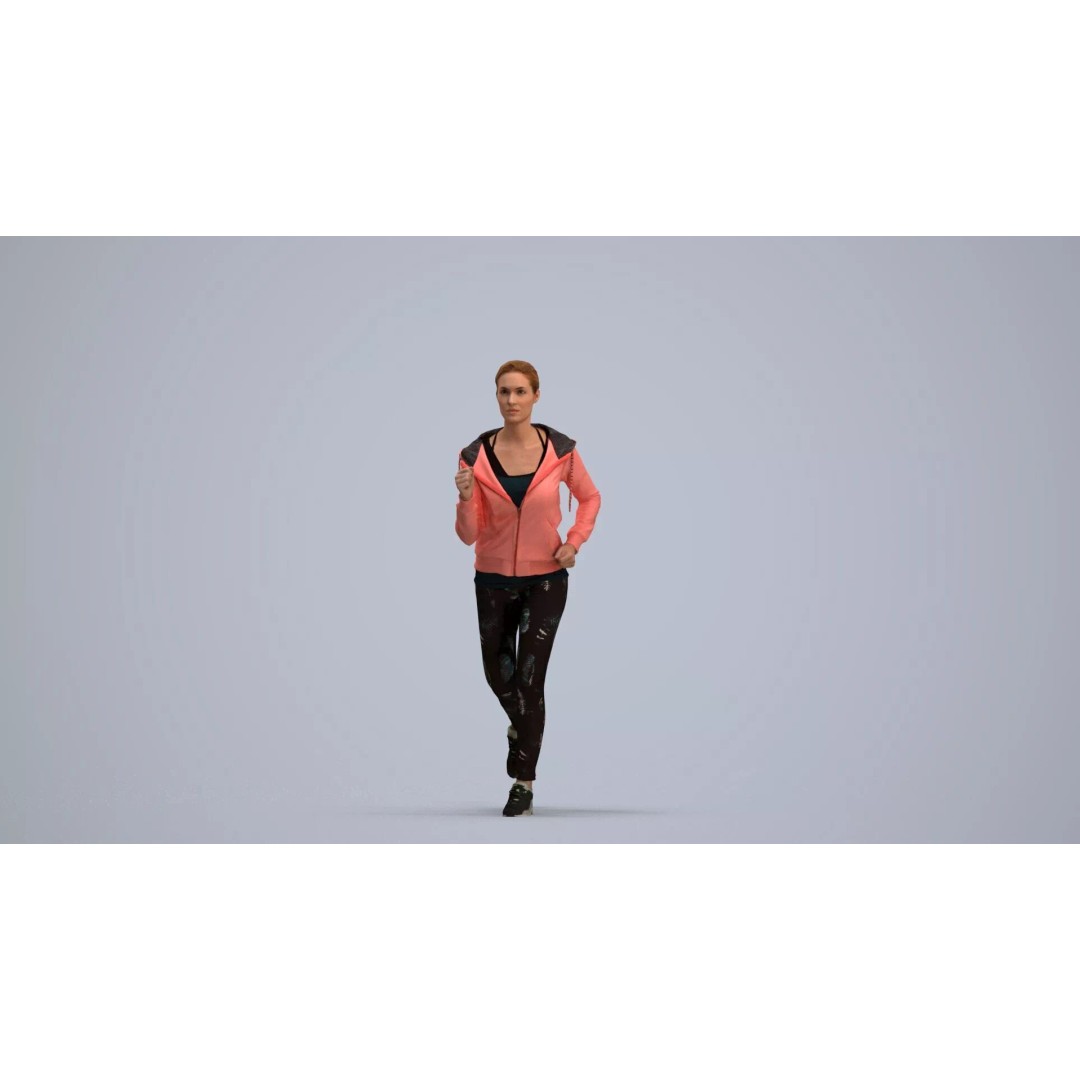 Caucasian Woman Running 3D Model – Game Ready Athletic Character, FBX - View 3