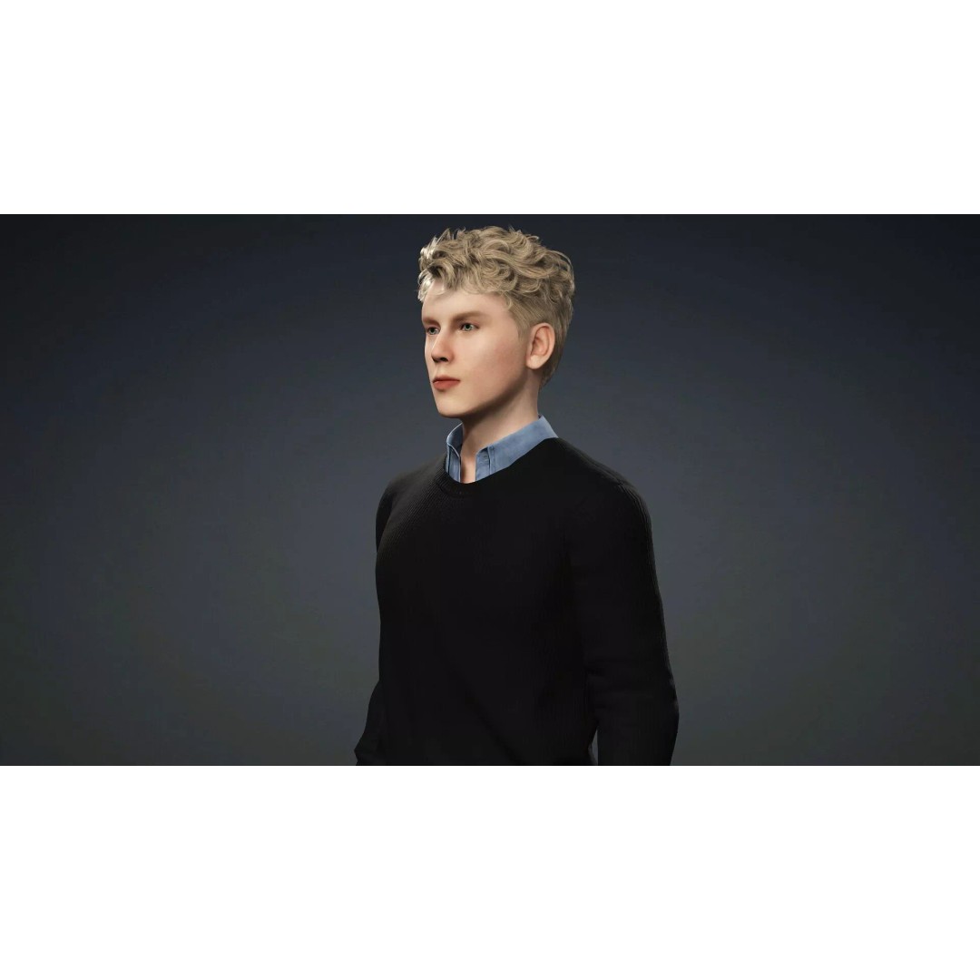 Handsome Teen Boy 3D Model – Rigged Character with PBR Textures, FBX - View 10