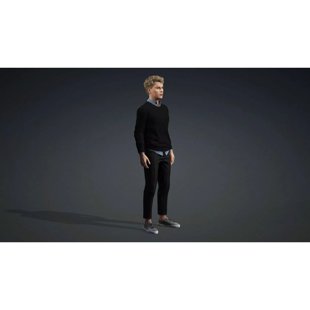 Handsome Teen Boy 3D Model – Rigged Character with PBR Textures, FBX - View 11