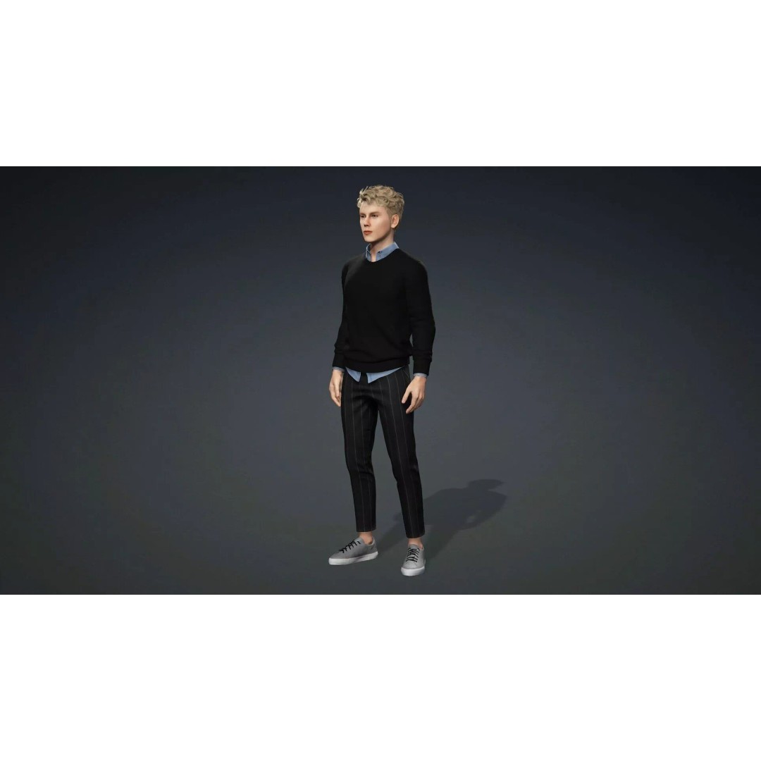 Handsome Teen Boy 3D Model – Rigged Character with PBR Textures, FBX - View 12