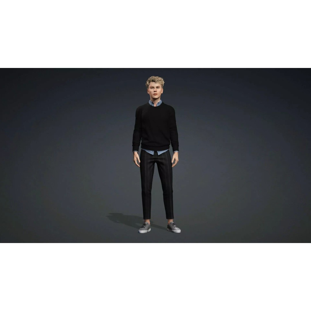Handsome Teen Boy 3D Model – Rigged Character with PBR Textures, FBX - View 3