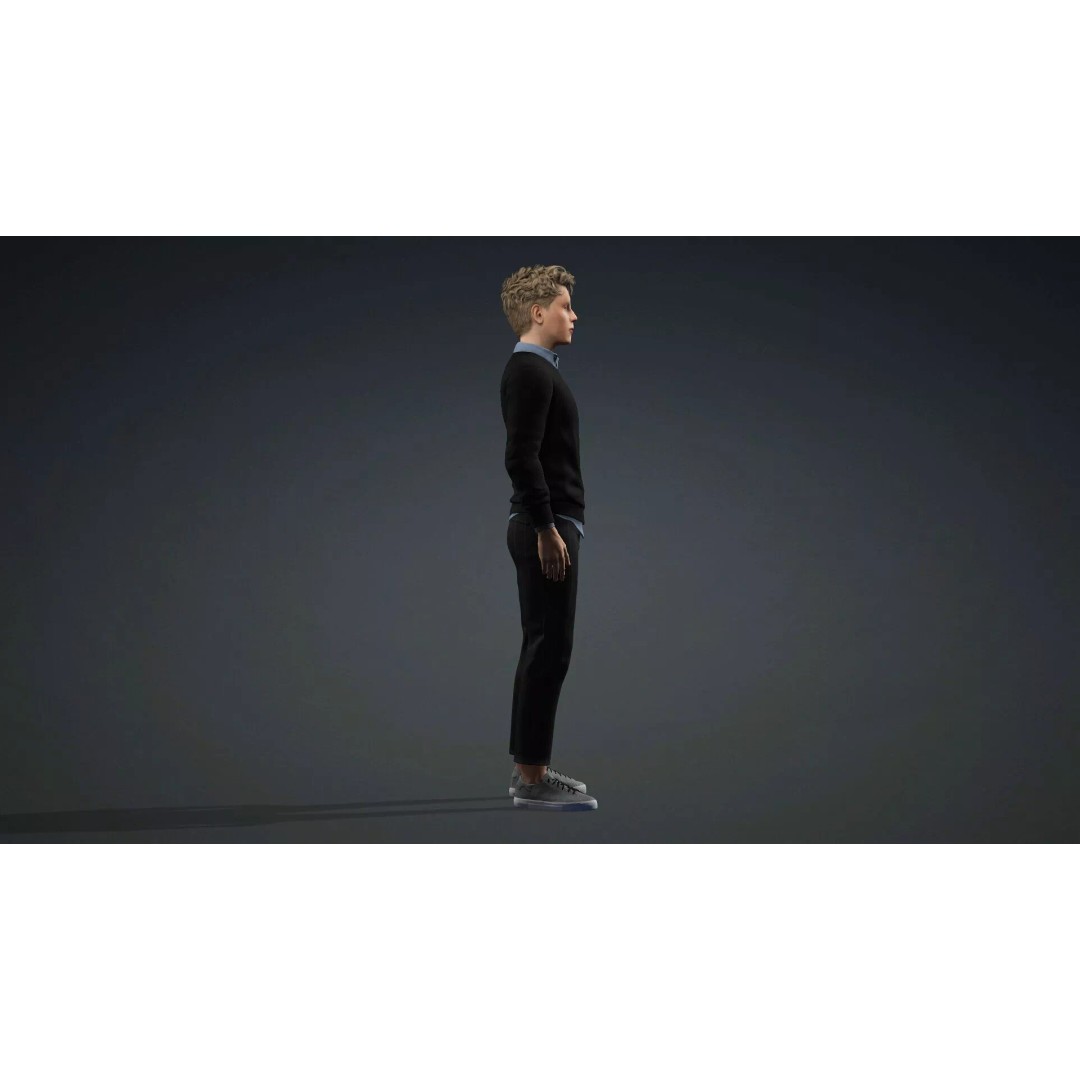 Handsome Teen Boy 3D Model – Rigged Character with PBR Textures, FBX - View 4