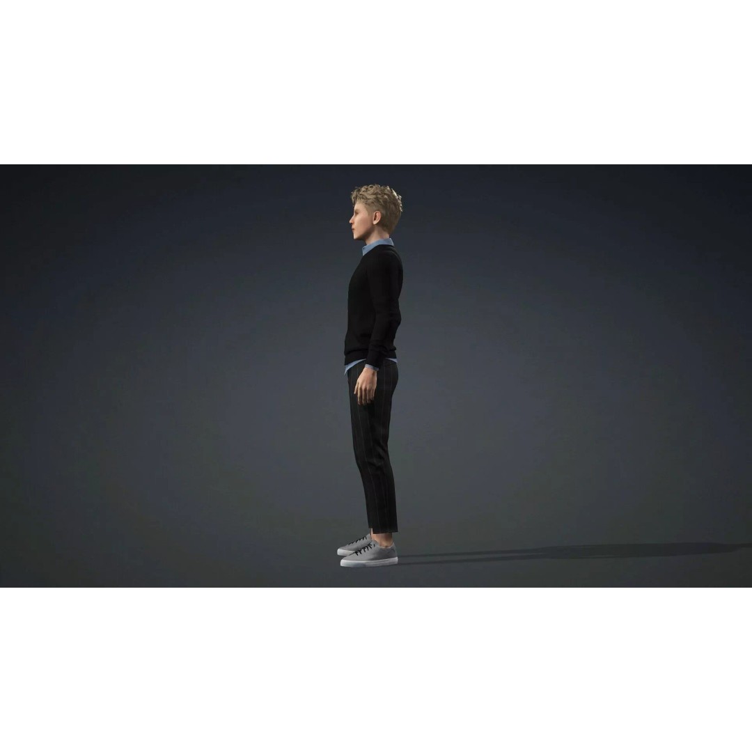 Handsome Teen Boy 3D Model – Rigged Character with PBR Textures, FBX - View 5