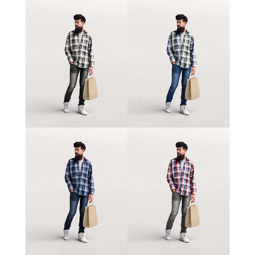 Humano Shopping Man 3D Model – Realistic PBR Character, FBX, OBJ