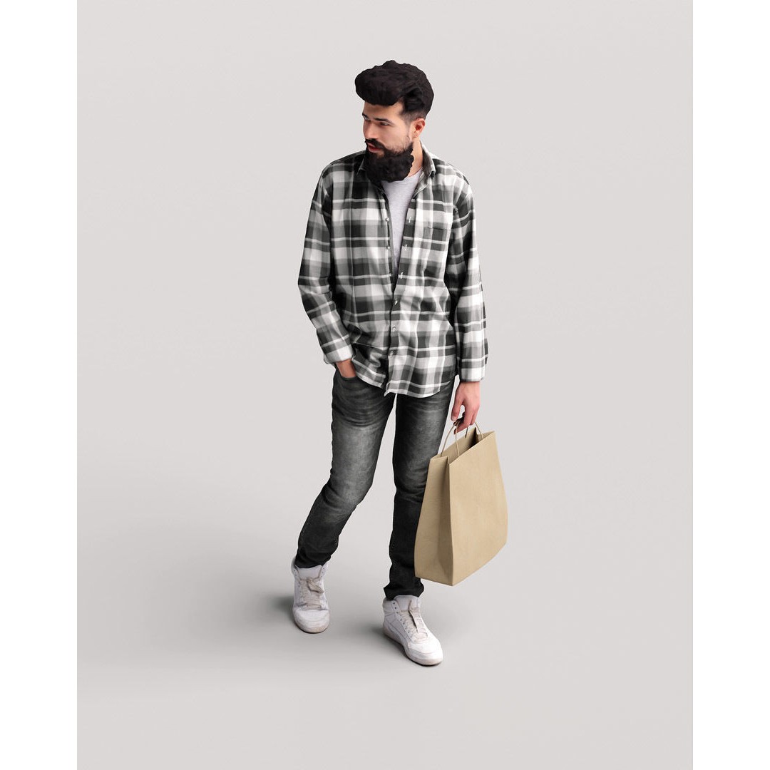 Humano Shopping Man 3D Model – Realistic PBR Character, FBX, OBJ - View 10