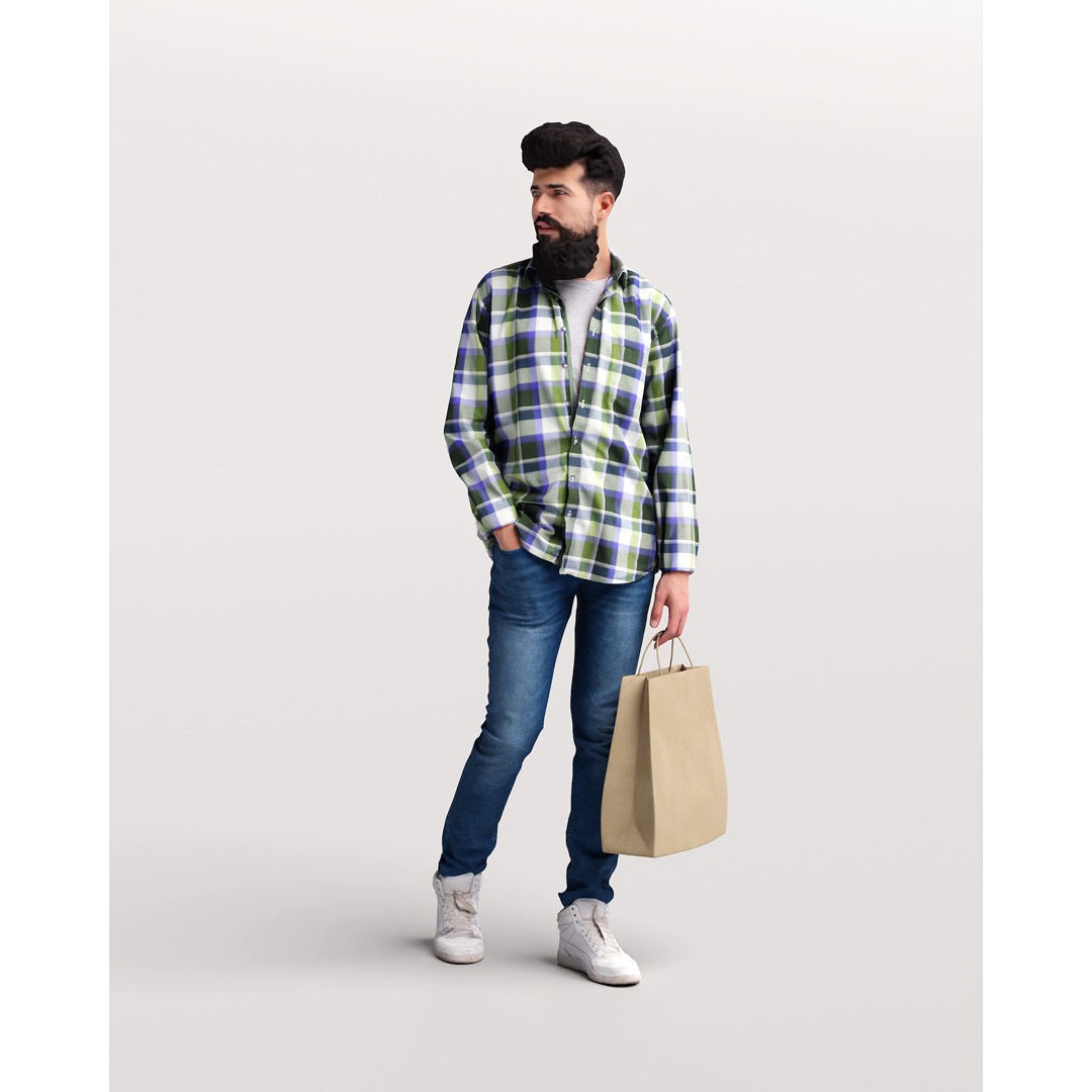 Humano Shopping Man 3D Model – Realistic PBR Character, FBX, OBJ - View 11