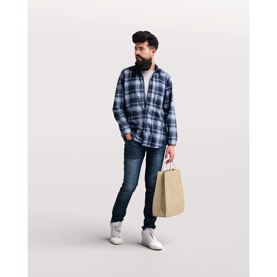 Humano Shopping Man 3D Model – Realistic PBR Character, FBX, OBJ - View 12
