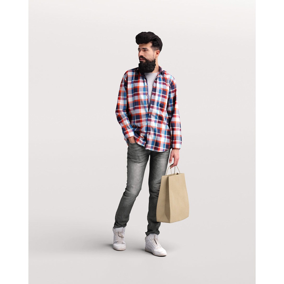 Humano Shopping Man 3D Model – Realistic PBR Character, FBX, OBJ - View 13