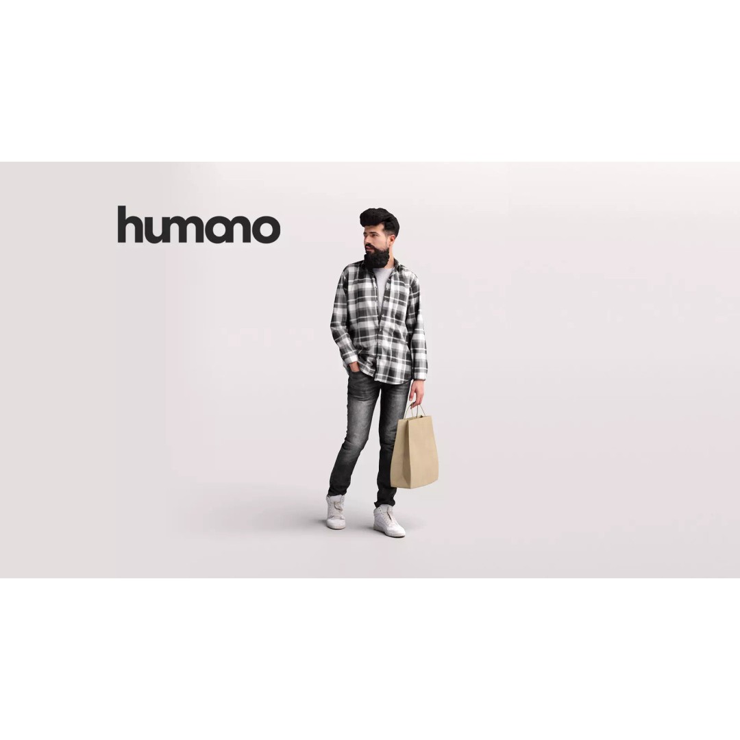 Humano Shopping Man 3D Model – Realistic PBR Character, FBX, OBJ - View 2