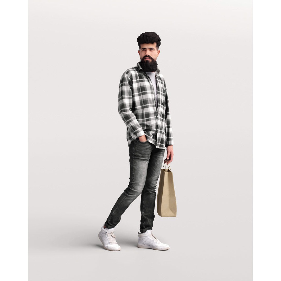Humano Shopping Man 3D Model – Realistic PBR Character, FBX, OBJ - View 4