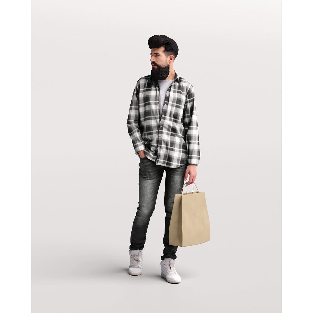 Humano Shopping Man 3D Model – Realistic PBR Character, FBX, OBJ - View 5
