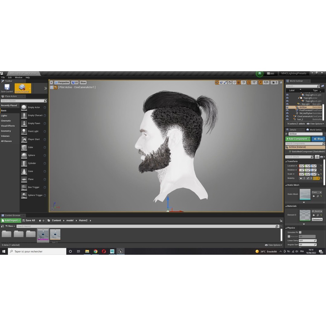 Realistic Hair 3D Model – Low Poly Beard and Mustache for Animation - View 14