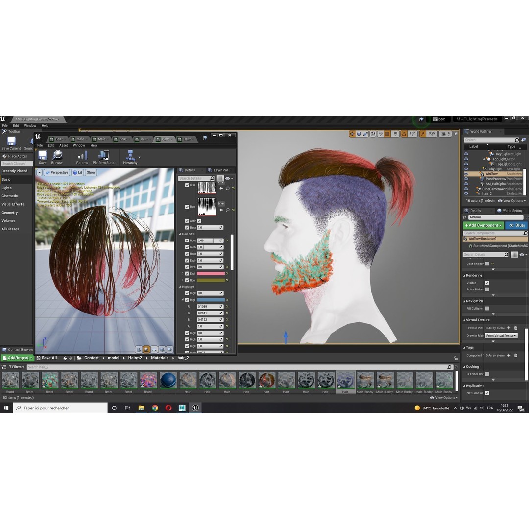 Realistic Hair 3D Model – Low Poly Beard and Mustache for Animation - View 16