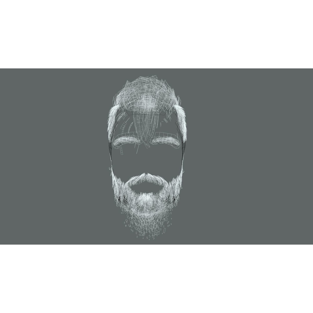 Realistic Hair 3D Model – Low Poly Beard and Mustache for Animation - View 19