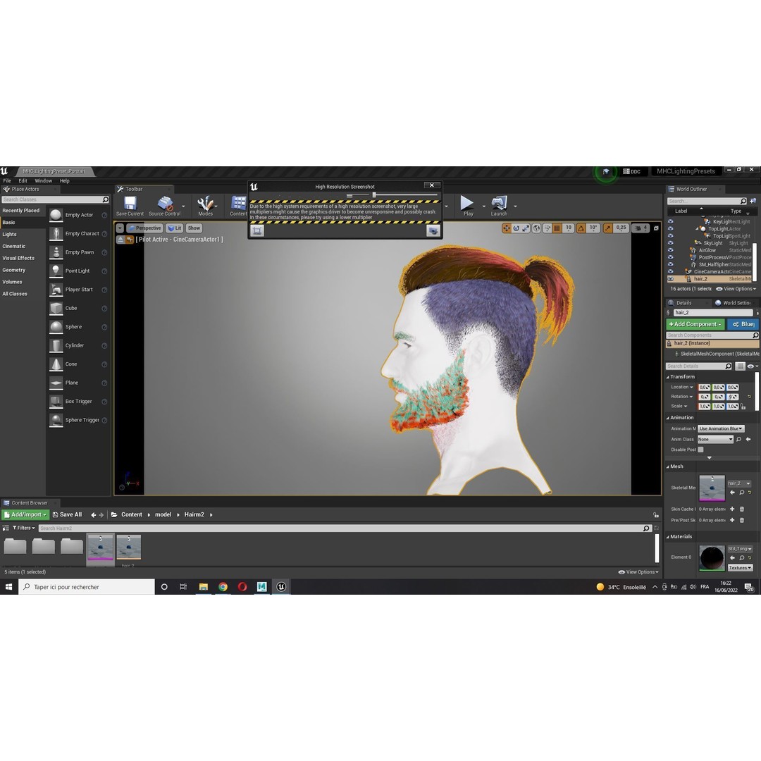 Realistic Hair 3D Model – Low Poly Beard and Mustache for Animation - View 22
