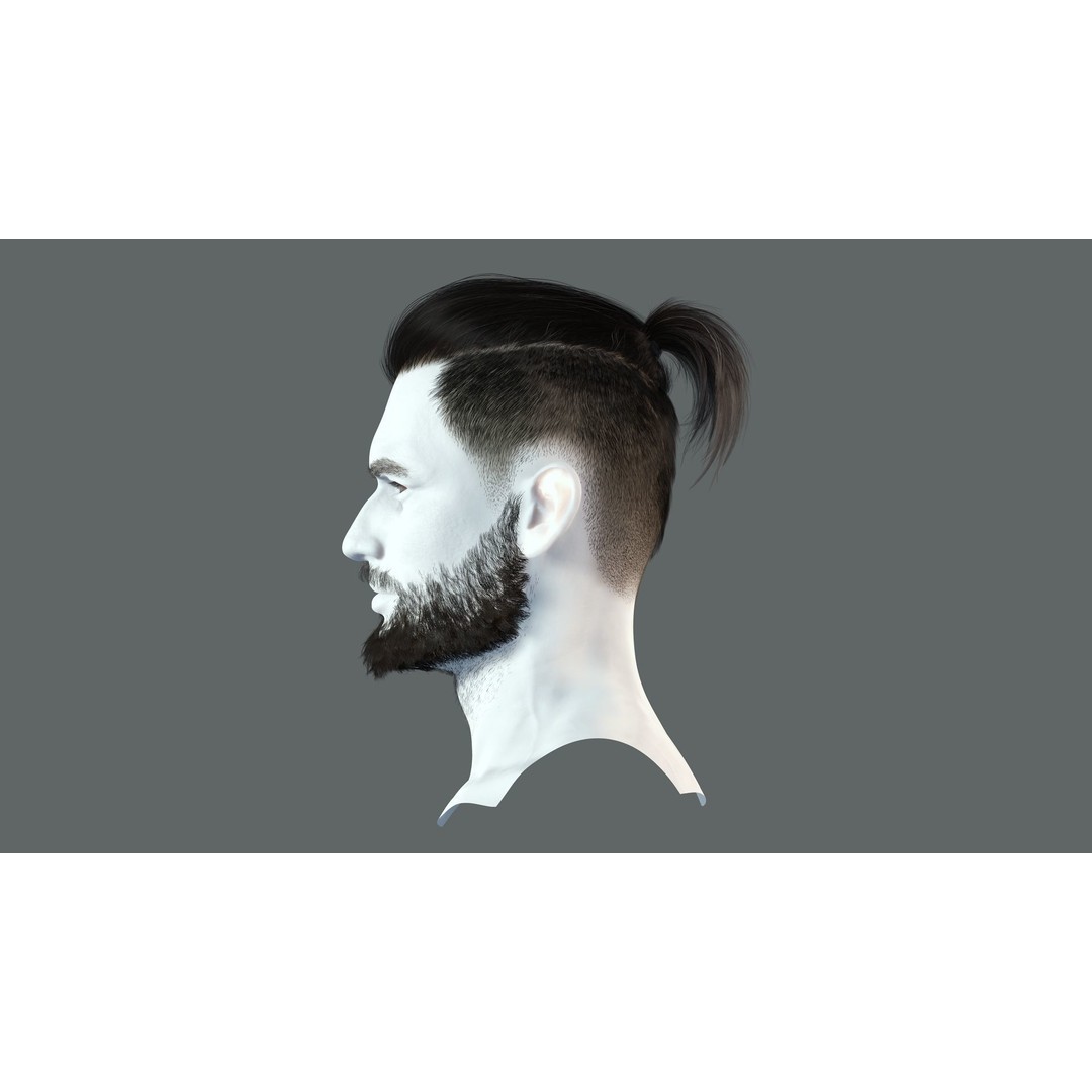 Realistic Hair 3D Model – Low Poly Beard and Mustache for Animation - View 6