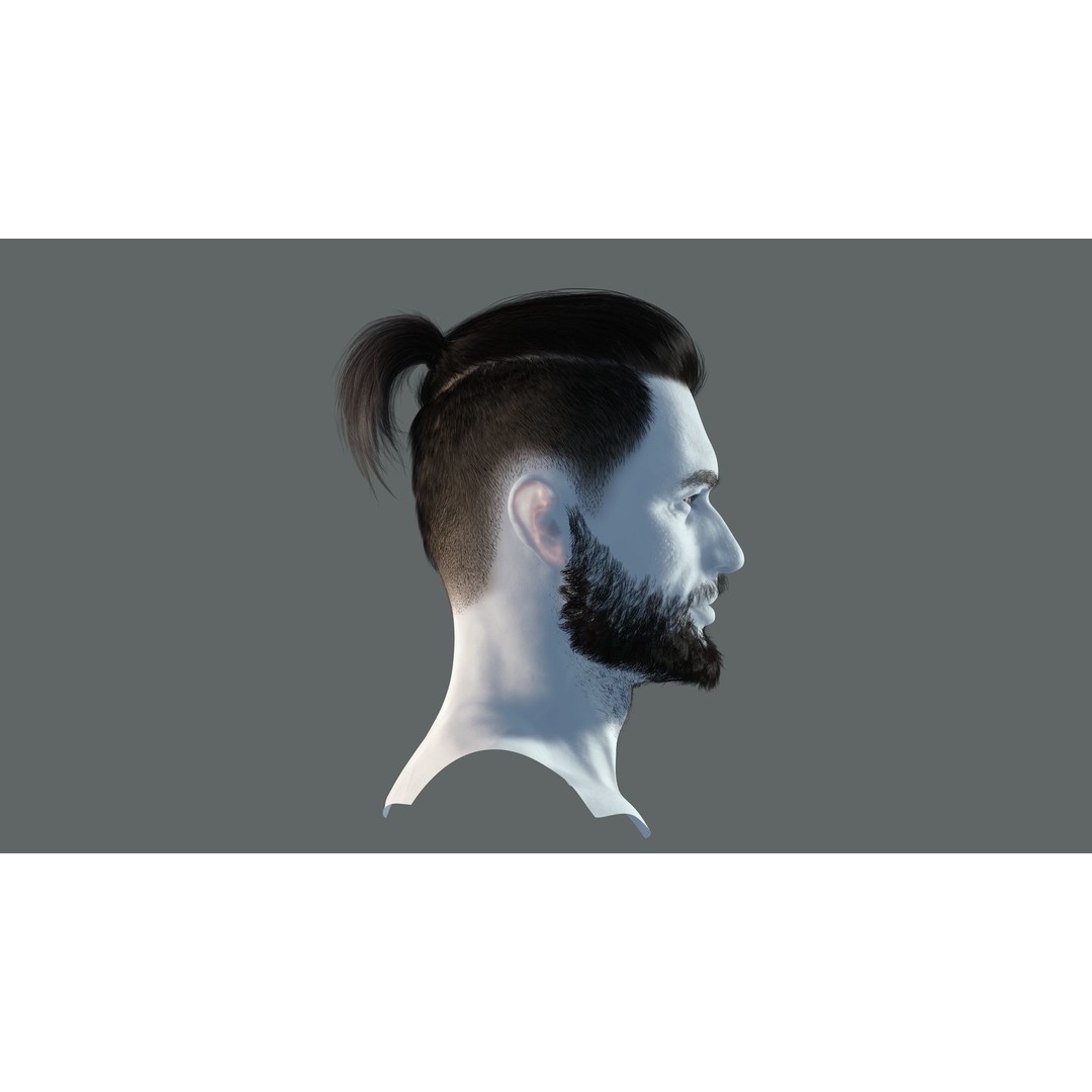 Realistic Hair 3D Model – Low Poly Beard and Mustache for Animation - View 7