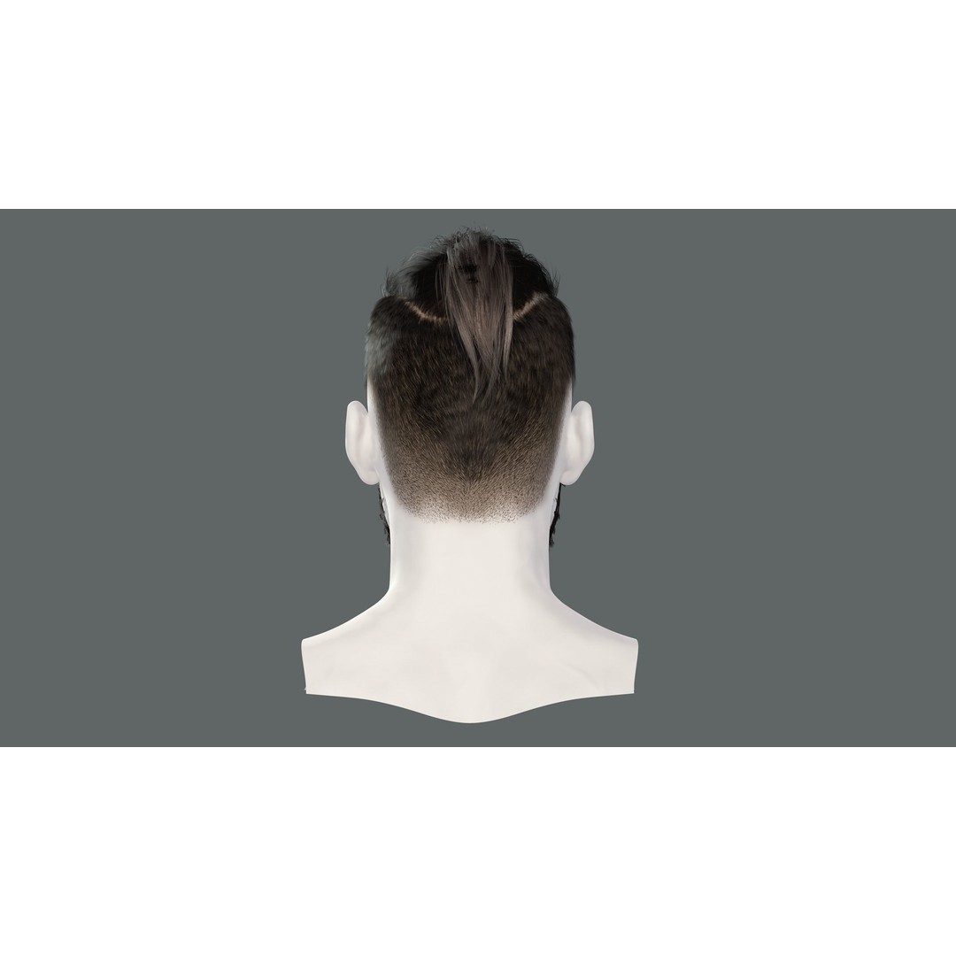 Realistic Hair 3D Model – Low Poly Beard and Mustache for Animation - View 8
